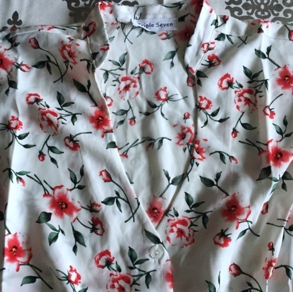 Triple Seven Floral Tie Front Button Down Sleeveless Top Size Med… - Picture 4 of 9